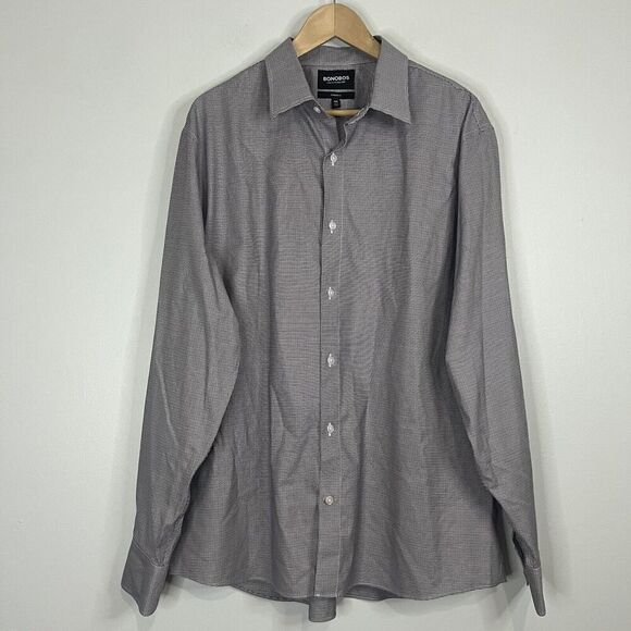 Bonobos Red & Blue Houndstooth Standard Dress Shirt - Picture 1 of 4